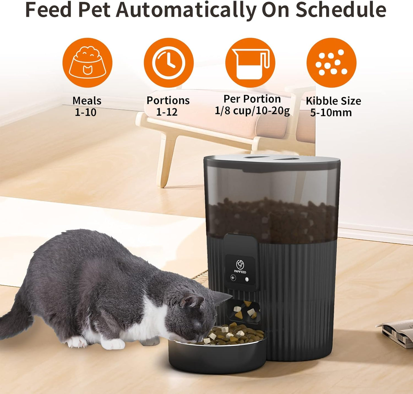 Automatic Cat Feeders with APP: Wifi Pet Dry Food Dispenser Compatible with Alexa & Echo,Smart Timed Auto Cat Feeder with Anti-Bite Power Cord for Cats, Dogs,Up to 10 Meals per Day(15 Cups