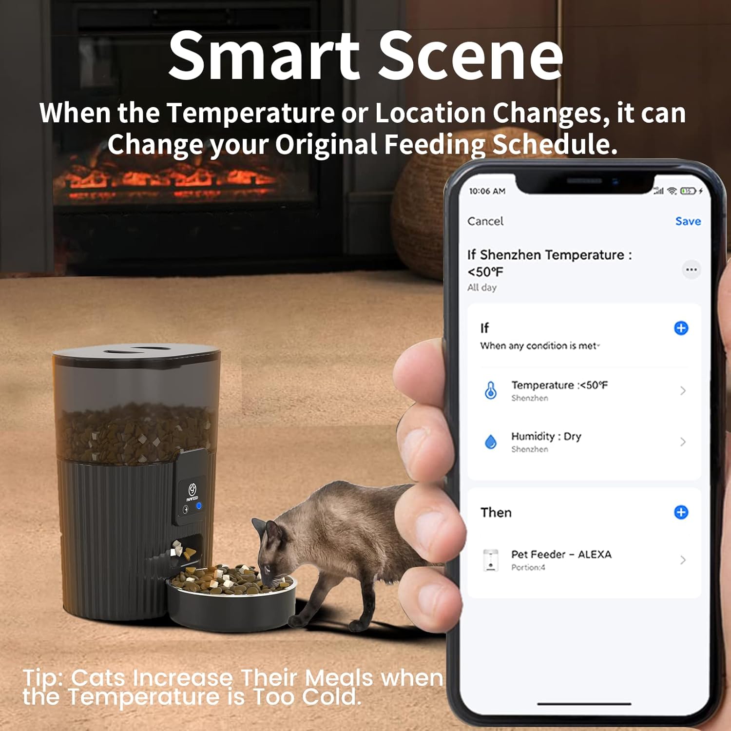 Automatic Cat Feeders with APP: Wifi Pet Dry Food Dispenser Compatible with Alexa & Echo,Smart Timed Auto Cat Feeder with Anti-Bite Power Cord for Cats, Dogs,Up to 10 Meals per Day(15 Cups