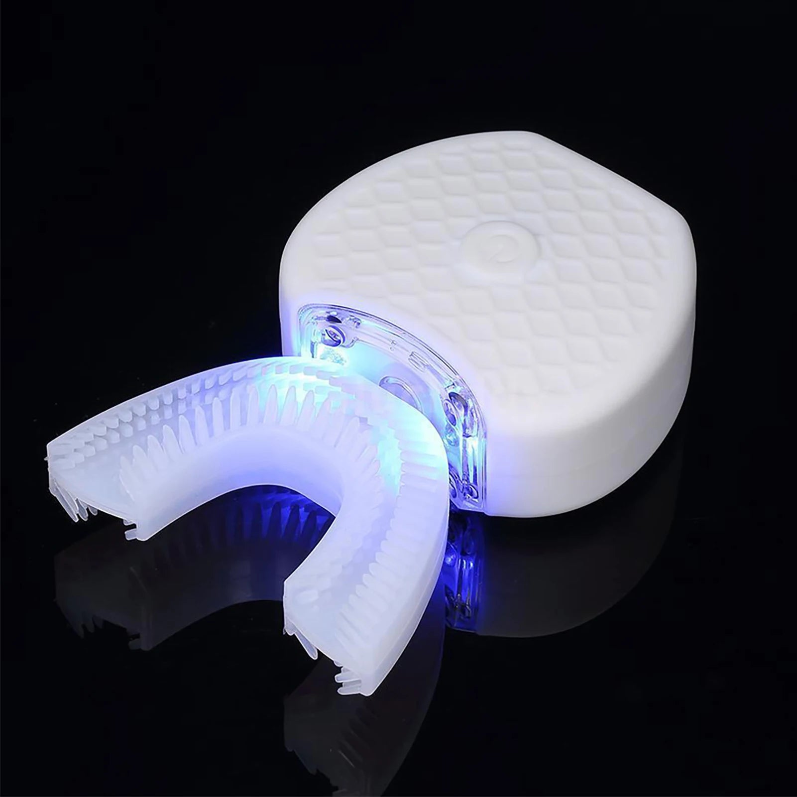 360 Degrees Intelligent Automaticelectronic Toothbrush USB Rechargeable U Shape with 4 Modes Timer Blue Light Toothpaste