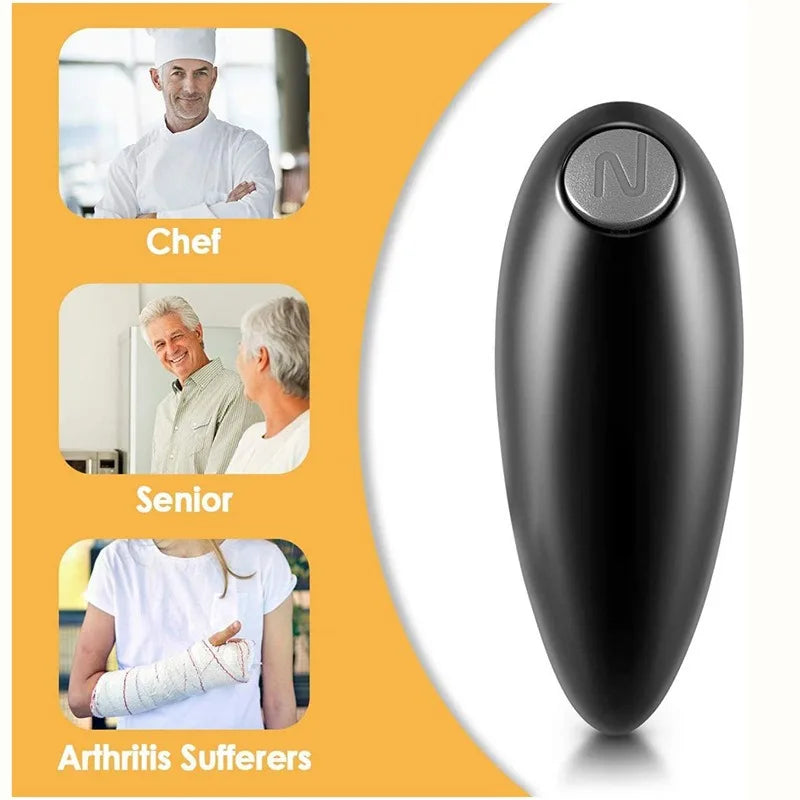 Electric Can Opener Hand Free Automatic Bottle Opener Mini One Touch Battery Operated Smooth Edges Tin Jar Opener Kitchen Tool
