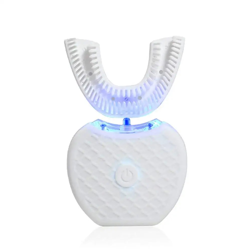 360 Degrees Intelligent Automaticelectronic Toothbrush USB Rechargeable U Shape with 4 Modes Timer Blue Light Toothpaste